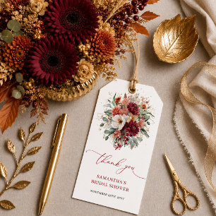 Étiquettes-cadeau Joli favori de douche nuptiale florale automnale r