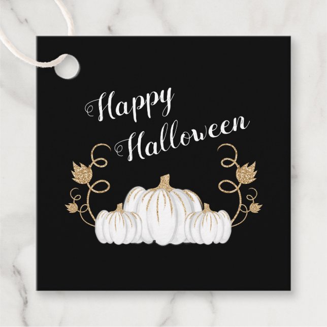 Étiquettes Cadeau Joli Halloween Citrouille noir (Devant)