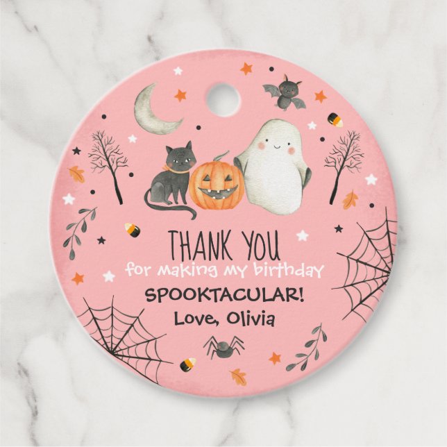 Étiquettes Cadeau Joli Halloween Ghost Spooktacular Anniversaire Déc (Devant)