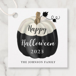 Étiquettes Cadeau Joli Halloween noir et blanc Citrouille 2022