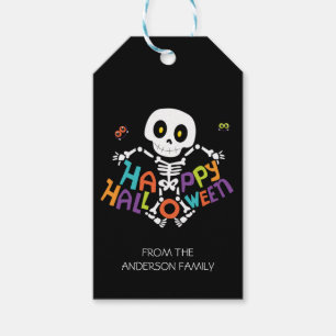 Étiquettes-cadeau Joli Halloween squelette Nom personnalisé