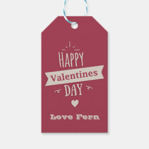 Étiquettes-cadeau Joli Heureuse Sainte-Valentin rétro rose foncé