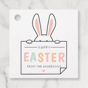 Étiquettes Cadeau Joli lapin de Pâques Oreilles Pâques Panier