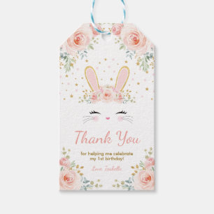 Étiquettes-cadeau Joli lapin Lapin Anniversaire Blush Gold Florparty