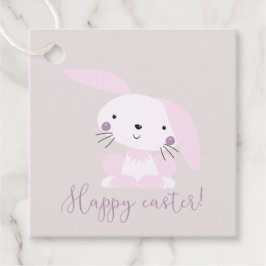 Étiquettes Cadeau Joli lapin rose pâle de Pâques | Bonne Pâques
