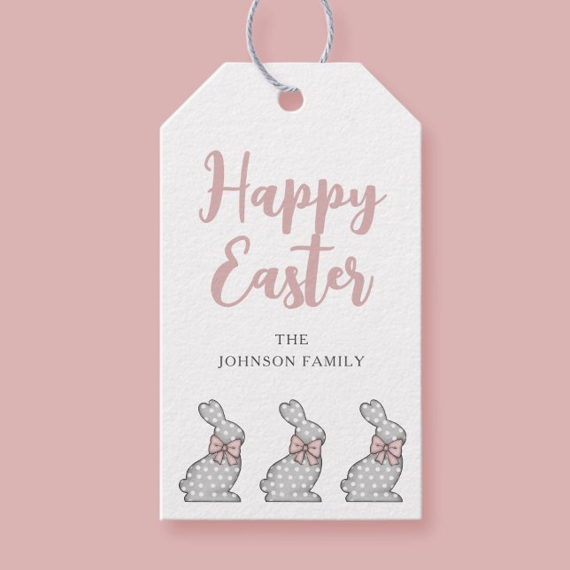 Étiquettes-cadeau Joli lapin rose Pâques (Cute Pink Bunny Happy Easter Gift Tags)