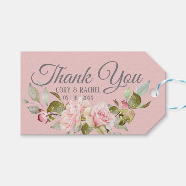 Étiquettes-cadeau Joli Mariage de rose et de violet pâle (Devant (Horizontal))