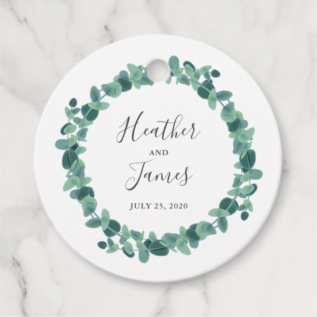 Étiquettes Cadeau Joli Mariage Eucalyptus (Devant)