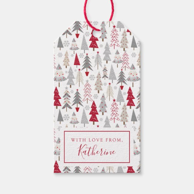 Étiquettes-cadeau Joli Motif d'arbre de Noël (Devant)