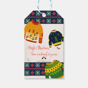 Étiquettes-cadeau Joli motif de pull moche de Noël joyeux
