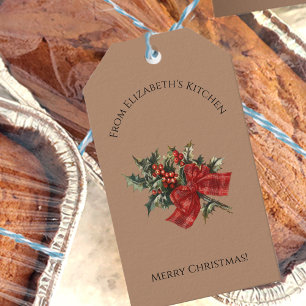 Étiquettes-cadeau Joli Noël Holly cadeau de nourriture Nom personnal