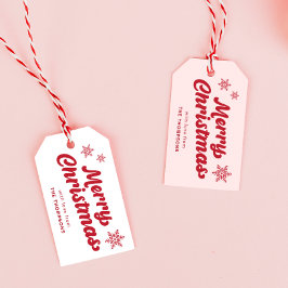 Étiquettes-cadeau Joli Noël rose rouge