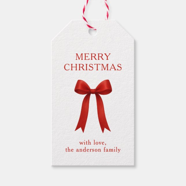 Étiquettes-cadeau Joli Noël Rouge Bow (Devant)