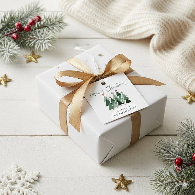 Étiquettes Cadeau Joli Noël Rustique moderne (Cute Modern Rustic Christmas Trees Favor Tags)