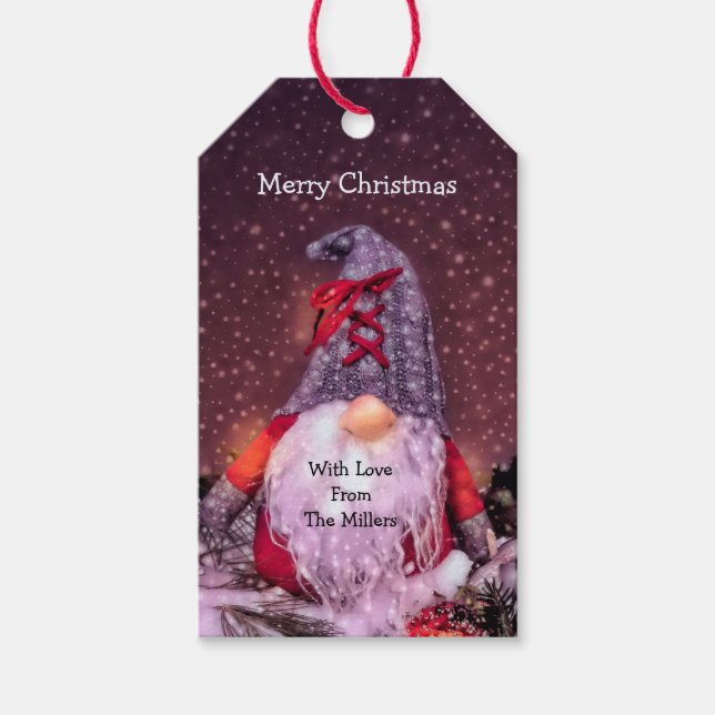 Étiquettes-cadeau Joli Noël Whimsical Gnome Holiday Tree (Devant)
