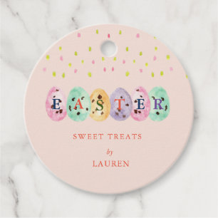 Étiquettes Cadeau Joli oeuf aquarelle Bonbons de Pâques sur Rose