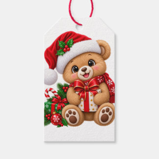 Étiquettes-cadeau Joli ours en peluche de Noël