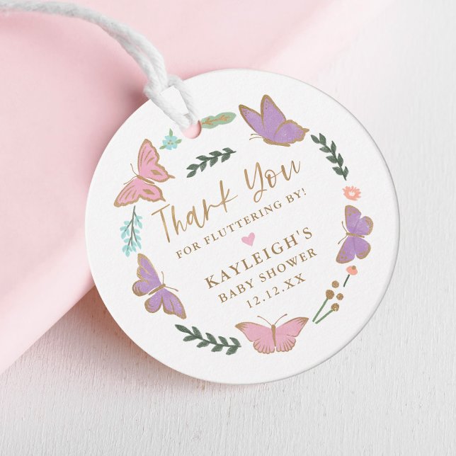 Étiquettes Cadeau Joli Pastel Butterflies Merci (Créateur téléchargé)