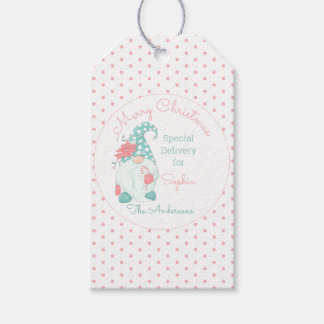 Étiquettes-cadeau Joli Pastel Joyeux Noël Nom Customisé Gnome