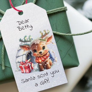 Étiquettes-cadeau Joli Père Noël Reindeer Snowflake personnalisé Noë