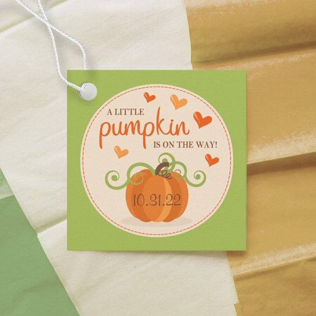 Étiquettes Cadeau Joli Petit Baby shower Citrouille (Créateur téléchargé)