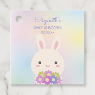 Étiquettes Cadeau Joli Petit Lapin & Fleurs Baby Girl Douche Party