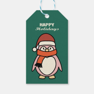 Étiquettes-cadeau joli pingouin rose xmas joyeux fête