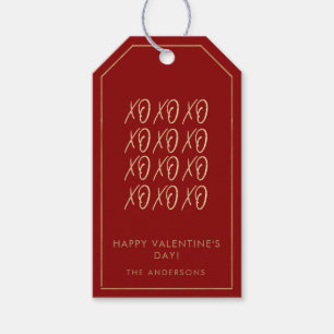 Étiquettes-cadeau Joli Red XOXO Faux Gold Valentine's Day