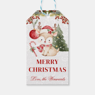 Étiquettes-cadeau Joli Renne avec Arbre Joyeux Noël