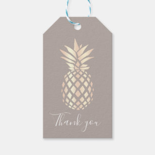 Étiquettes-cadeau Joli rose en cuivre, ananas et gris