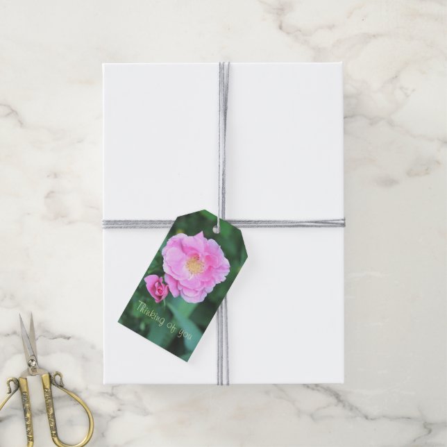 Étiquettes-cadeau Joli Rose rose (Avec de la ficelle)