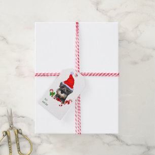 Étiquettes-cadeau Joli Schnauzer Nain Noël