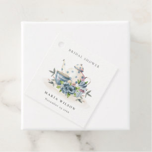 Étiquettes Cadeau Joli service à thé floral bleu aqua pour enterreme