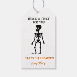 Étiquettes-cadeau Joli squelette Black & White Traitements Halloween