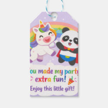 Joli Tag Cadeau Licorne & Panda Merci