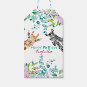 Étiquettes-cadeau joli zoo Giraffe animaux jungle Floral Anniversair