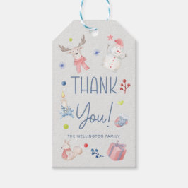 Étiquettes-cadeau Jolie Aquarelle de Noël Script Merci de vacances