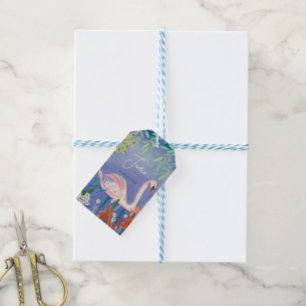 Étiquettes-cadeau Jolie aquarelle Floral Swan Princesse Nom