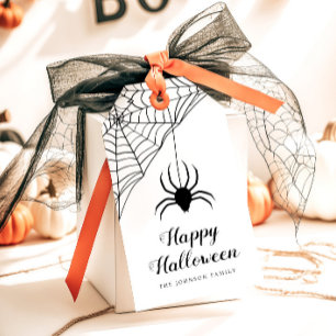 Étiquettes-cadeau Jolie araignée noire Halloween