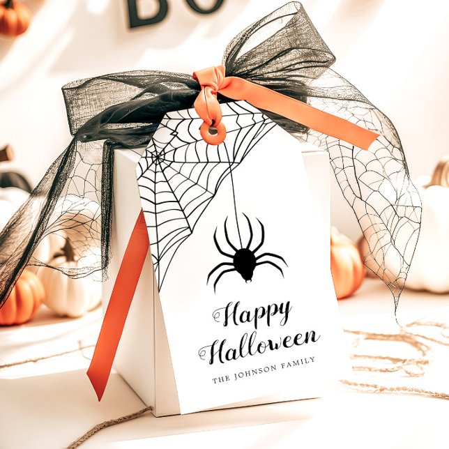 Étiquettes-cadeau Jolie araignée noire Halloween (Cute Black Spider Happy Halloween Gift Tags)
