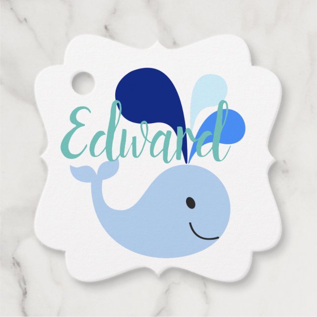 Étiquettes Cadeau Jolie Baleine Bleue (Devant)