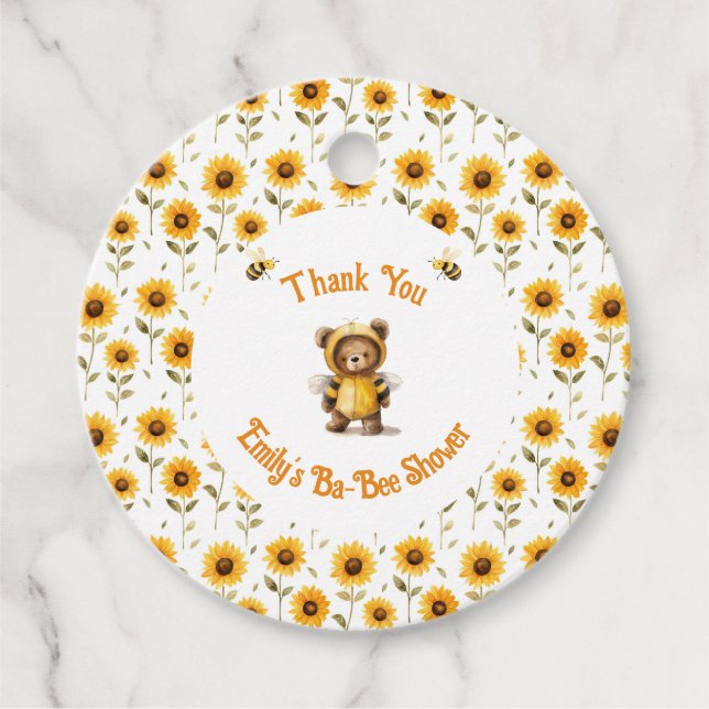 Étiquettes Cadeau Jolie Bee Bear Ba-Bee Douche au miel (Devant)