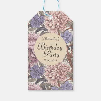 Étiquettes-cadeau Jolie botanique rose violet mignon anniversaire