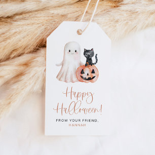 Étiquettes-cadeau JOLIE Citrouille Cat Ghost Happy Halloween Treat