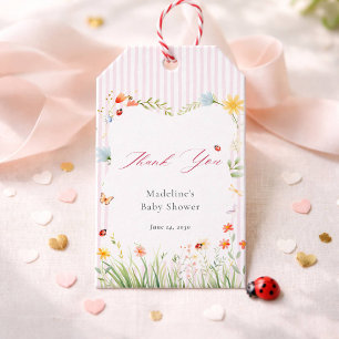 Étiquettes-cadeau Jolie coccinelle Fleur sauvage Baby Shower Merci