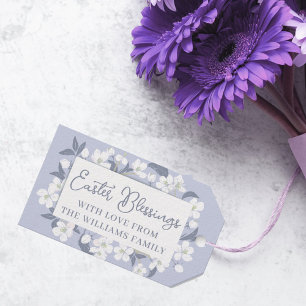 Étiquettes-cadeau Jolie fête des bénédictions de Pâques violet blanc