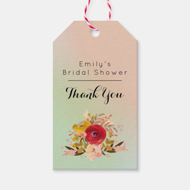 Étiquettes-cadeau Jolie Fête des mariées de Bouquet Floral (Devant)