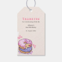 Jolie Fille au Donut Rose Sucré Anniversaire Merci