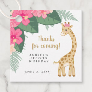 Étiquettes Cadeau Jolie fille tan et brune girafe merci