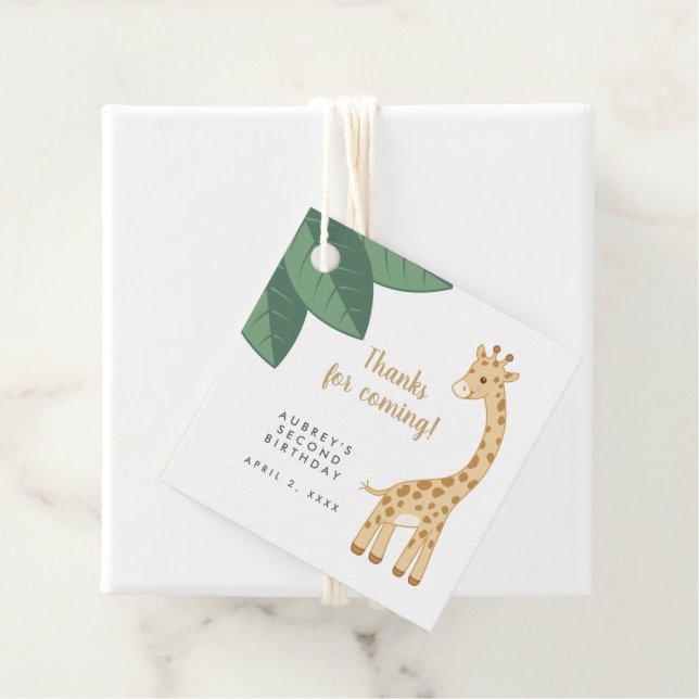 Étiquettes Cadeau Jolie girafe brune et tan merci (En situation)